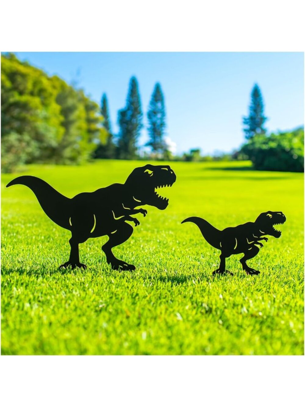 Decorative Dinosaur Metal Garden Stakes - Unique Yard Art & Outdoor Decor Gifts